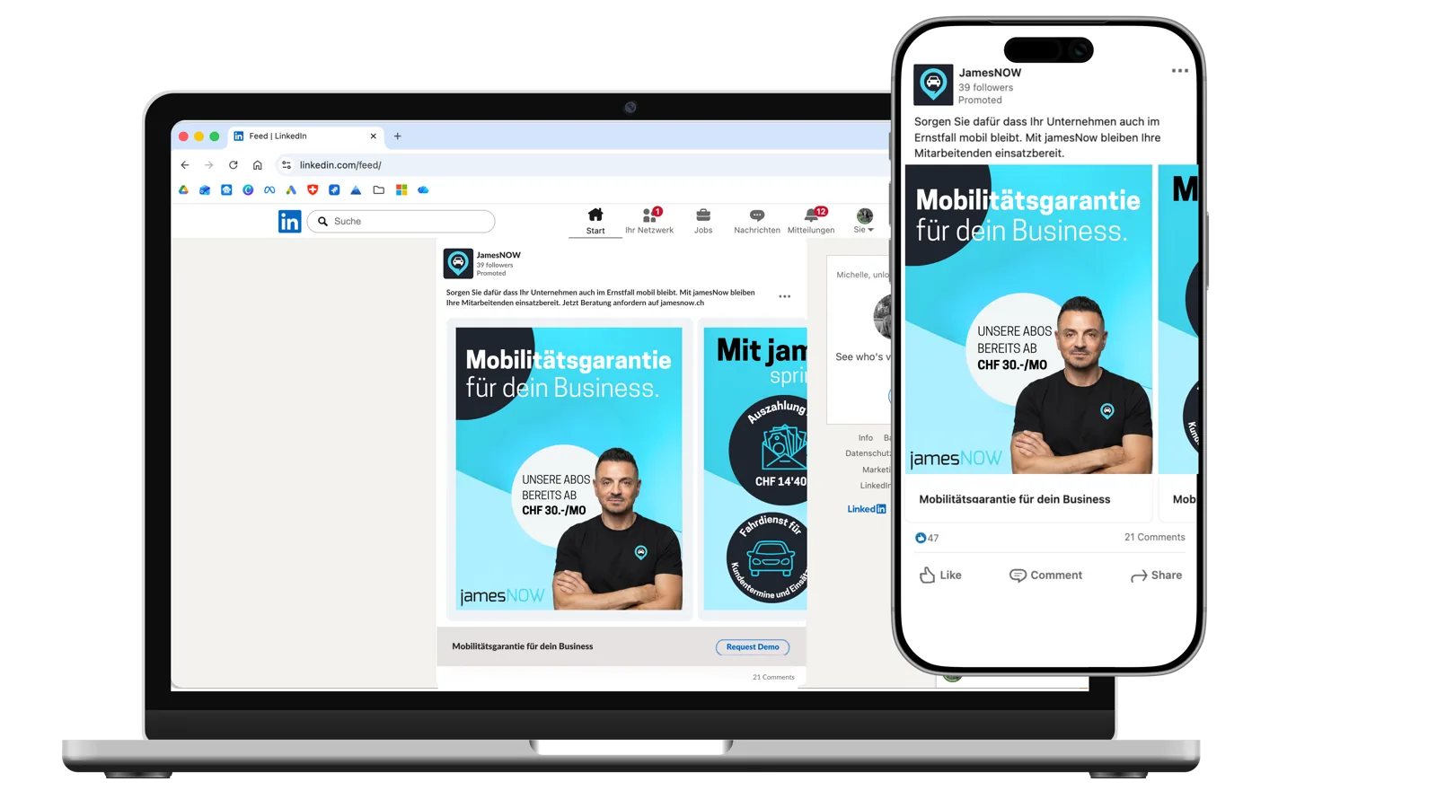 LinkedIn Karussell: Karussell-Anzeige — Cross-Device