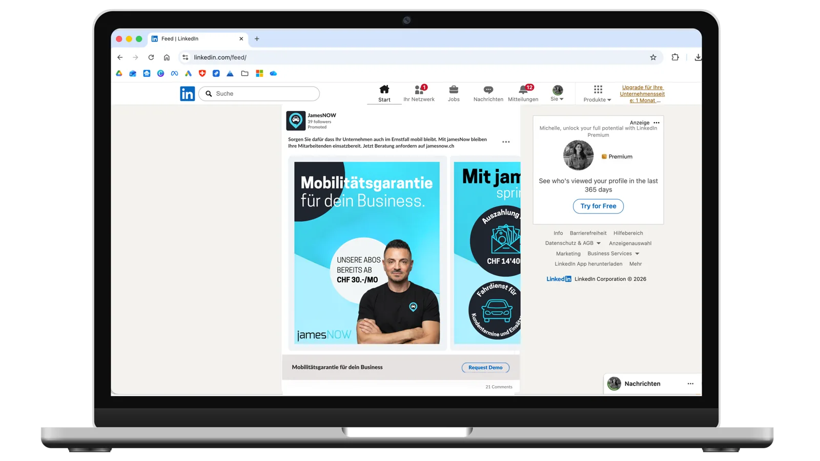 LinkedIn Karussell: Karussell-Anzeige — Desktop